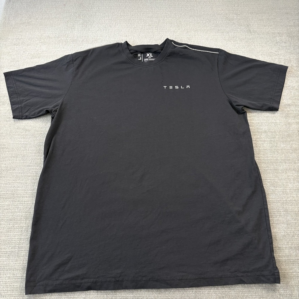 Tesla Motors T-Shirt Mens XL Black Employee Shirt Short Sleeve Stretch Casual
